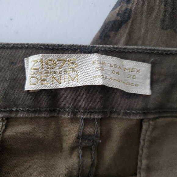 Zara Jeans 4 Green Skinny Leg Camouflage Mid Rise Stretchy Casual Grunge - Picture 8 of 9